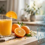 Daily orange juice influences thousands of immune genes linked to inflammation blood pressure metabolism cholesterol while hesperidin and gut bacteria improve heart health.
