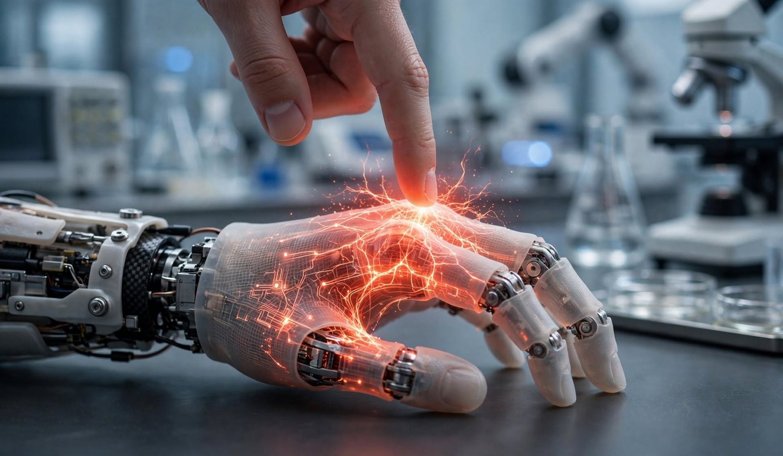 Chinese bioinspired sensor in Cyborg and Bionic Systems mimics nociception: haptic + pain-inspired pathways, memory sensitization, 86.4% brief, 90.9% prolonged discomfort detection.